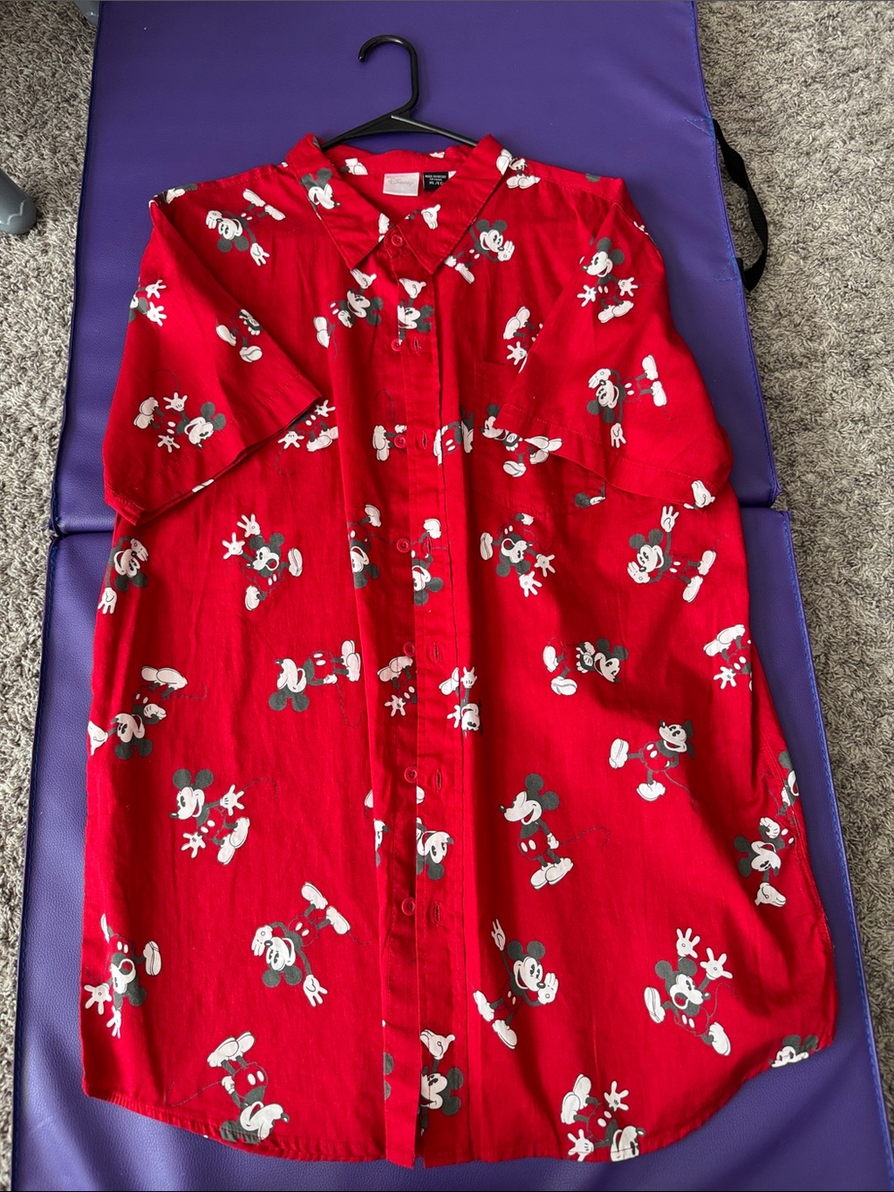 Disney Red Button-Up Shirt with White Print